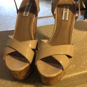 Beige wedge sandals